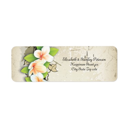  wit plumeria & ivy beige bruiloft label (Voorkant)