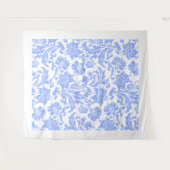 Wit poederblauw  floraal damast patroon wandkleed (Voorkant (horizontaal))