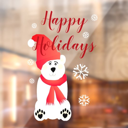 Wit polair Beer voor glasvenstervastklampen Raamsticker (Vel 2)