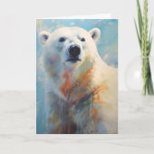 Wit Polar Beer Portret in Koele Tonen Kaart (Voorkant)