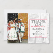 Wit Polen trouwfoto dank u Bedankkaart (Voorkant)