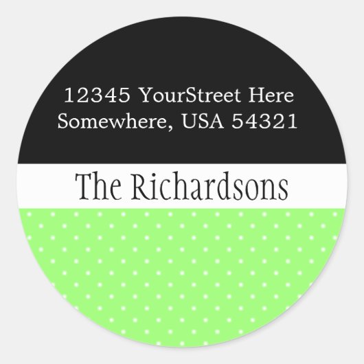 Wit Polka dot adreslabel Ronde Sticker (Voorkant)