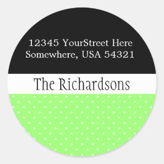 Wit Polka dot adreslabel Ronde Sticker