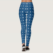 Wit Polka Dot Patroon op Donkerblauw Leggings (Achterkant)