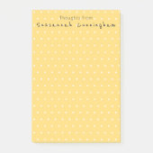 Wit polka dot patroon op gele aangepaste tekst post-it® notes (Voorkant)