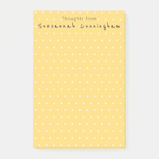 Wit polka dot patroon op gele aangepaste tekst post-it® notes (Voorkant)