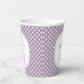Wit Polka Dot Pattern Oh Baby shower Dusty Lila Papieren Bekers (Rechts)