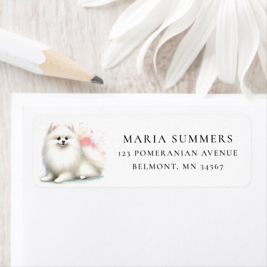 Wit-Pommerse Waterverf retour adres label (Insitu)