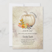 Wit Pompoen Baby shower Nodig met Gouden Glitter u Kaart (Voorkant)