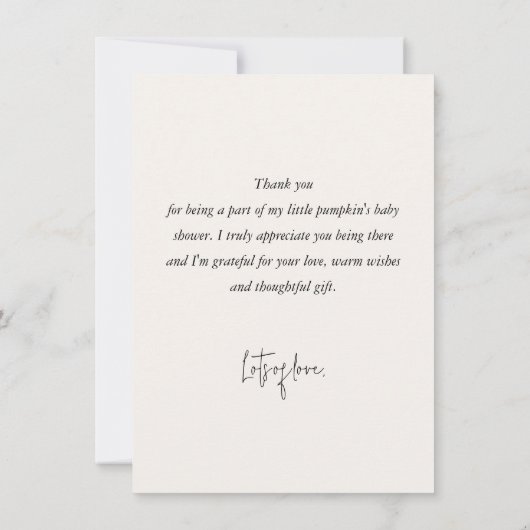 Wit pompoen Baby shower plat Bedankkaart (Achterkant)