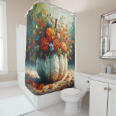 Wit pompoenboeket douchegordijn (In situ)