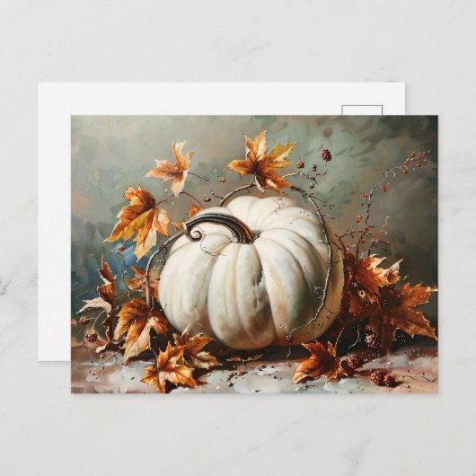 wit pompoenschilderij briefkaart (Voorkant / Achterkant)