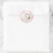 Wit Poodle n Roos Portrait Ronde Sticker (Tas)