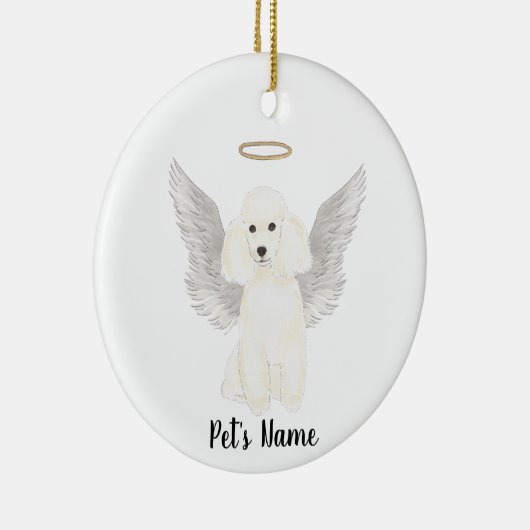 Wit Poodle Sympathie Herdenking Keramisch Ornament (Rechts)