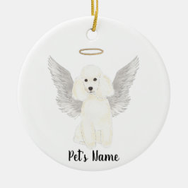 Wit Poodle Sympathie Herdenking Keramisch Ornament