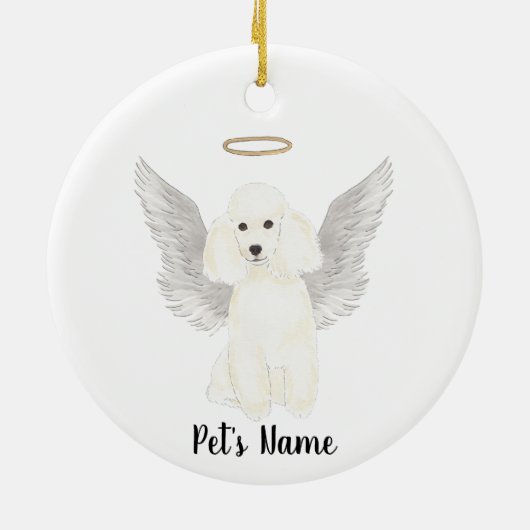 Wit Poodle Sympathie Herdenking Keramisch Ornament (Achterkant)