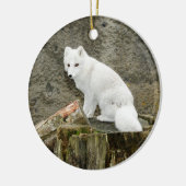 Wit-poolse kerstboomschildpad keramisch ornament (Links)