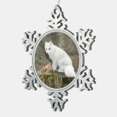 Wit-poolse kerstboomschildpad tin sneeuwvlok ornament (Rechts)