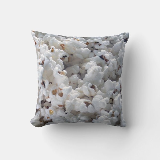 Wit Popcorn Bioscoop Eetwaar Patroon Kussen (Voorkant)