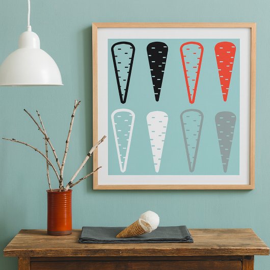 Wit-Poster met zwarte wortel Icons Oranje Poster