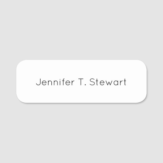 Wit Professioneel Elegant Eenvoudig Naamplaatje (Voorkant)