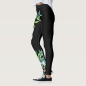 Wit Prom Bloemen Corsage Design Gestreept Zwart Leggings (Links)