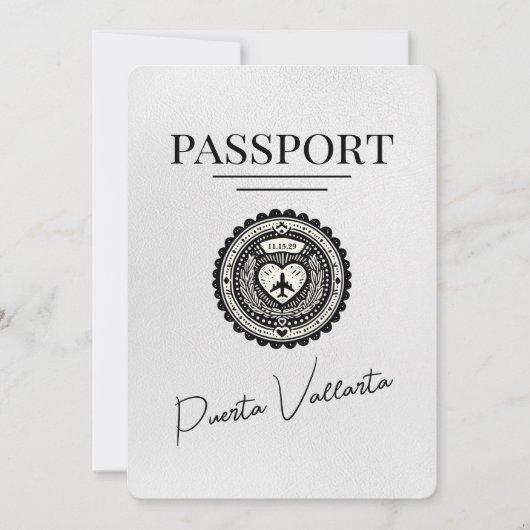 Wit Puerta Vallarta paspoort Bewaar de datum Save The Date (Voorkant)