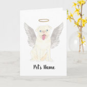 Wit Pug Gevouwen Wenskaart Kaart (Gele Bloem)