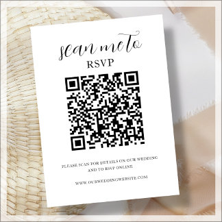 Wit | QR-code | Bruiloft RSVP Behuizing Kaart