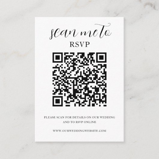 Wit | QR-code | Bruiloft RSVP Behuizing Kaart (Voorkant)
