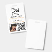 Wit QR-code ID-foto werknemerspas op maat bedrukt Badge (Voor- en achterkant)