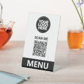 Wit Qr Code Menu | Logo Contactloos Modern Reclamebord Met Voetstuk (Insitu)