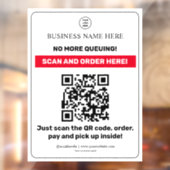 Wit | QR-code menuscannen Bestel afhalen Ruit Raamsticker (Vel 2)