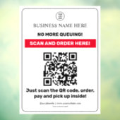 Wit | QR Code Menuscanning Bestel Afhaal Ruit Raamsticker (Vel 3)