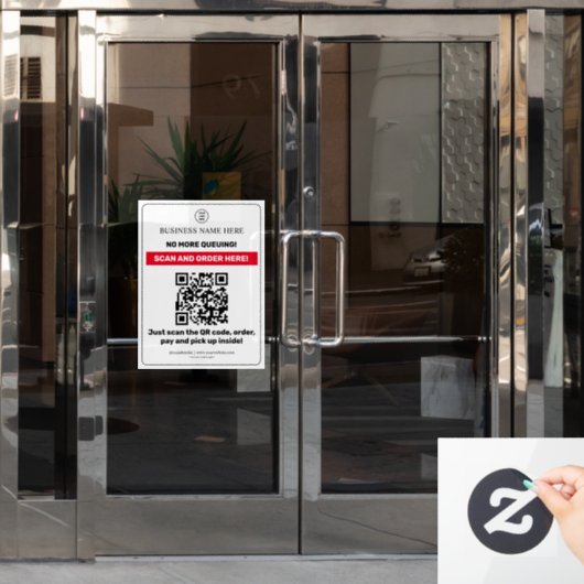 Wit | QR Code Menuscanning Bestel Afhaal Ruit Raamsticker (Kantoordeur)