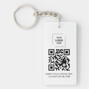 Wit QR Logo Contact Delen Minimaal Bedrijfsontwerp Sleutelhanger