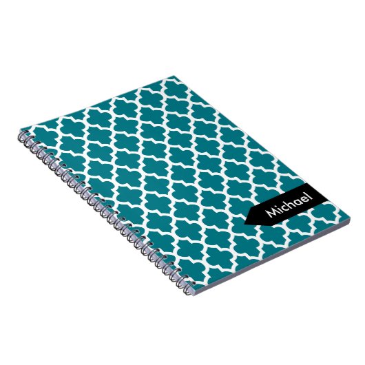 Wit Quatrefoil Naadloos patroon Notitieboek (Rechterzijde)