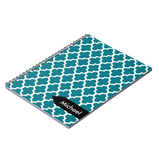 Wit Quatrefoil Naadloos patroon Notitieboek (Linkerzijde)