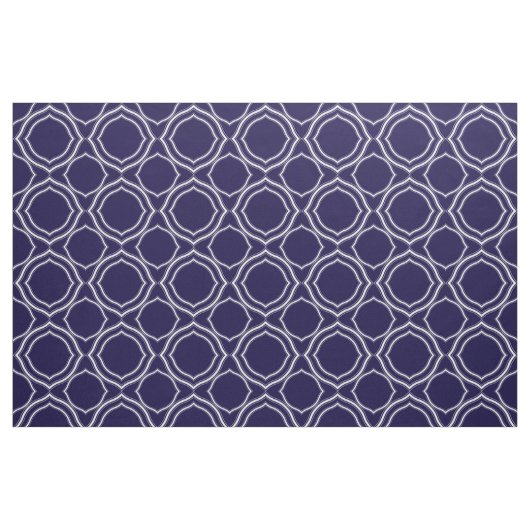 Wit Quatrefoil op Midnight Blue Achtergrond Stof (Fat Quarter)