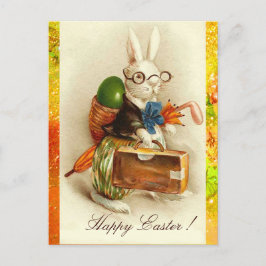 WIT-RABBIT MET EENVOUDIGERE EGG FEESTDAGENKAART