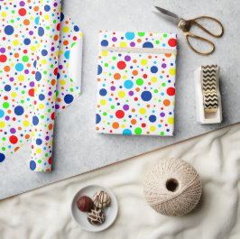 Wit Rainbow Spots inpakpapier