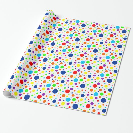 Wit Rainbow Spots inpakpapier (Uitgerold)