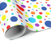 Wit Rainbow Spots inpakpapier (Rol Hoek)
