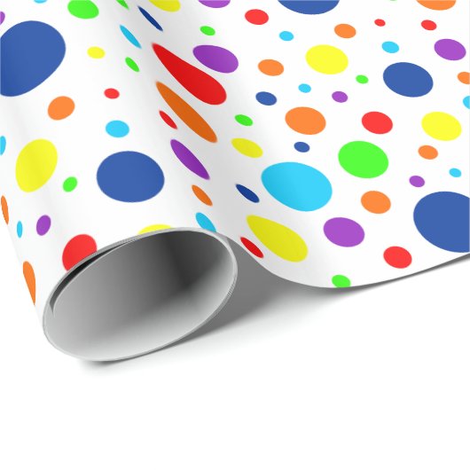 Wit Rainbow Spots inpakpapier (Rol Hoek)