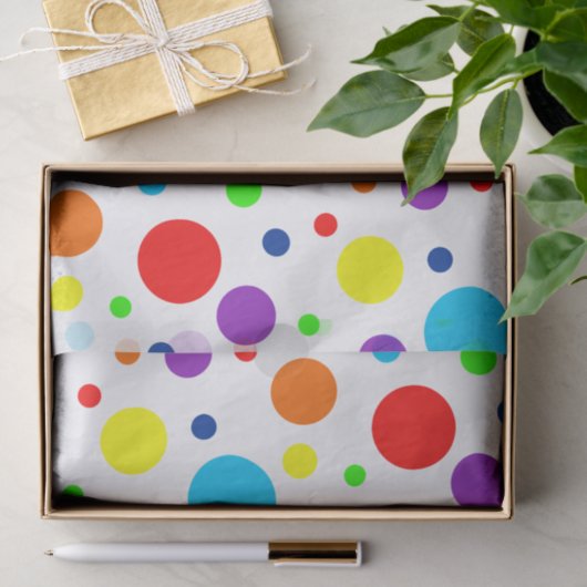 Wit Rainbow Spots Tissue Paper Tissuepapier (Geschenk)