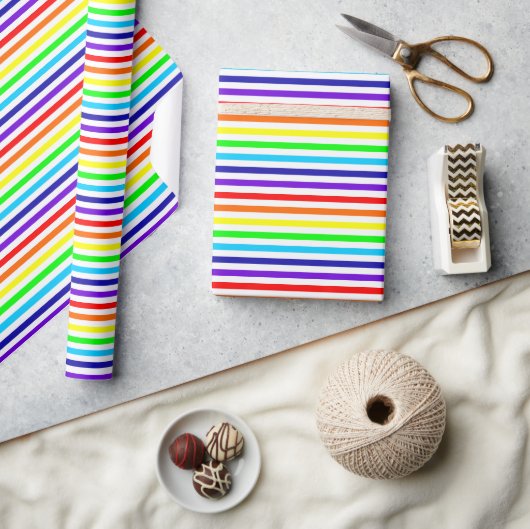 Wit Rainbow Stripes inpakpapier (Crafts)