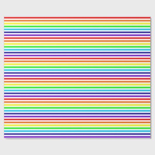 Wit Rainbow Stripes inpakpapier (Vlak)