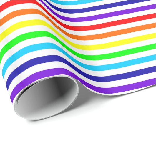Wit Rainbow Stripes inpakpapier (Rol Hoek)