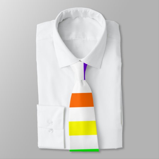 Wit regenboogStropdas (horizontale strepen) Stropdas (Gebonden)