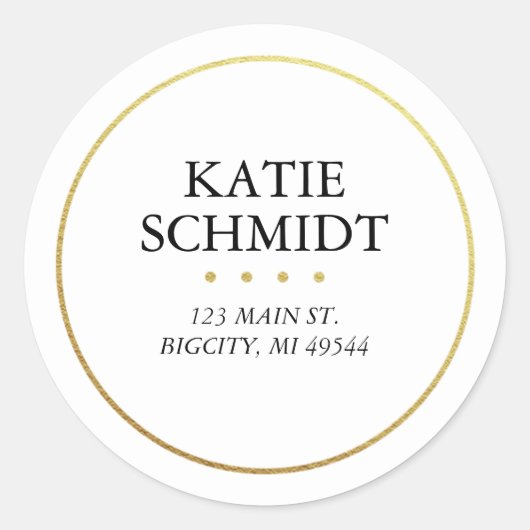 Wit retouradres etiket met faux gouden folie (Voorkant)